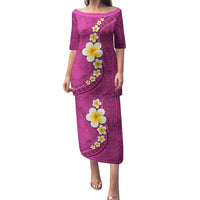 Polynesian Hibiscus and Plumeria with Tapa Pattern Family Matching Puletasi and Hawaiian Shirt Pink Color LT03 Mom's Dress Pink - Polynesian Pride