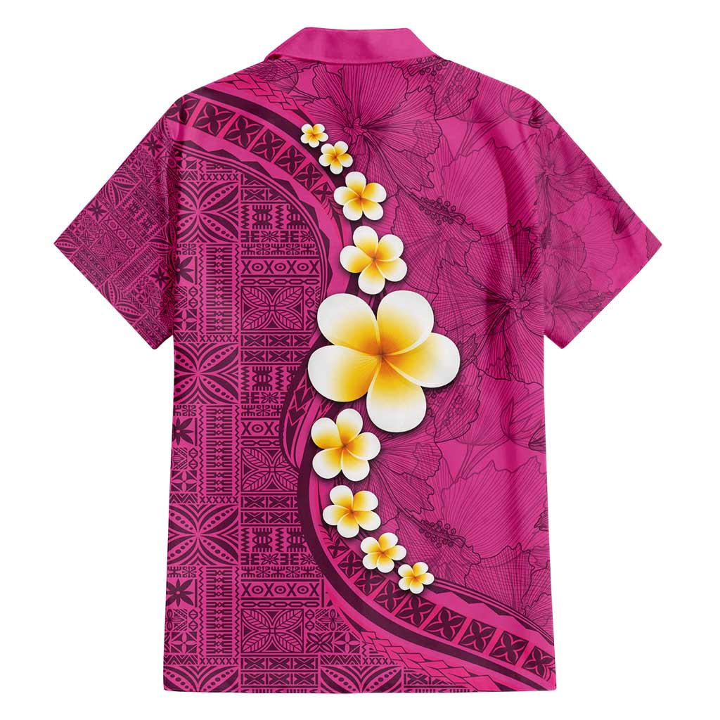 Polynesian Hibiscus and Plumeria with Tapa Pattern Family Matching Tank Maxi Dress and Hawaiian Shirt Pink Color LT03 - Polynesian Pride