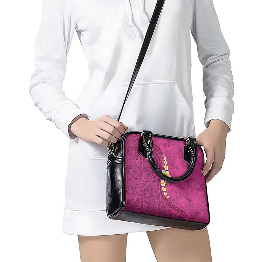 Polynesian Hibiscus and Plumeria with Tapa Pattern Shoulder Handbag Pink Color LT03 - Polynesian Pride