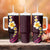 Polynesian Hibiscus and Plumeria with Tapa Pattern Tumbler With Handle Pink Color