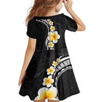 Pacific Hibiscus and Plumeria with Tapa Pattern Family Matching Long Sleeve Bodycon Dress and Hawaiian Shirt Black Color LT03 - Polynesian Pride