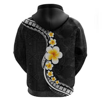 Pacific Hibiscus and Plumeria with Tapa Pattern Zip Hoodie Black Color LT03 - Polynesian Pride