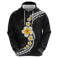 Pacific Hibiscus and Plumeria with Tapa Pattern Zip Hoodie Black Color LT03 - Polynesian Pride