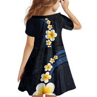 Pacific Hibiscus and Plumeria with Tapa Pattern Family Matching Summer Maxi Dress and Hawaiian Shirt Dark Blue Color LT03 - Polynesian Pride