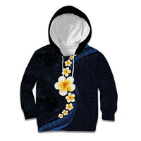 Pacific Hibiscus and Plumeria with Tapa Pattern Kid Hoodie Dark Blue Color LT03 Hoodie Blue - Polynesian Pride