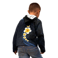 Pacific Hibiscus and Plumeria with Tapa Pattern Kid Hoodie Dark Blue Color LT03 - Polynesian Pride
