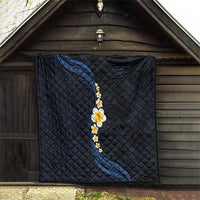Pacific Hibiscus and Plumeria with Tapa Pattern Quilt Dark Blue Color LT03 - Polynesian Pride