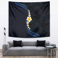Pacific Hibiscus and Plumeria with Tapa Pattern Tapestry Dark Blue Color LT03 Blue - Polynesian Pride