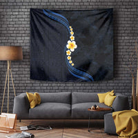 Pacific Hibiscus and Plumeria with Tapa Pattern Tapestry Dark Blue Color LT03 - Polynesian Pride