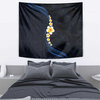 Pacific Hibiscus and Plumeria with Tapa Pattern Tapestry Dark Blue Color LT03 - Polynesian Pride