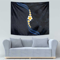 Pacific Hibiscus and Plumeria with Tapa Pattern Tapestry Dark Blue Color LT03 - Polynesian Pride
