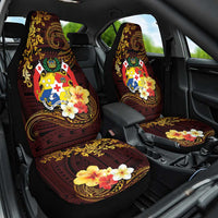 Tonga Ngatu and Hibiscus with Polynesian Tattoo Car Seat Cover Gold and Oxblood Color LT03 One Size Oxblood - Polynesian Pride