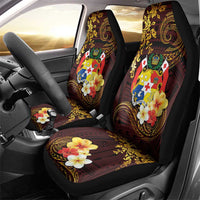 Tonga Ngatu and Hibiscus with Polynesian Tattoo Car Seat Cover Gold and Oxblood Color LT03 - Polynesian Pride