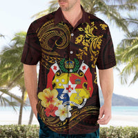 Tonga Ngatu and Hibiscus with Polynesian Tattoo Hawaiian Shirt Gold and Oxblood Color LT03 - Polynesian Pride