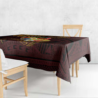 Tonga Ngatu and Hibiscus with Polynesian Tattoo Tablecloth Gold and Oxblood Color LT03 - Polynesian Pride