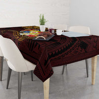 Tonga Ngatu and Hibiscus with Polynesian Tattoo Tablecloth Gold and Oxblood Color LT03 - Polynesian Pride