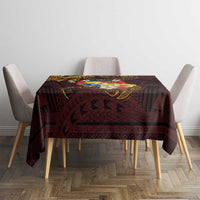 Tonga Ngatu and Hibiscus with Polynesian Tattoo Tablecloth Gold and Oxblood Color LT03 - Polynesian Pride