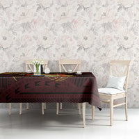 Tonga Ngatu and Hibiscus with Polynesian Tattoo Tablecloth Gold and Oxblood Color LT03 - Polynesian Pride