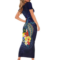 Tonga Vava'u Humpback Whale Blue Water Family Matching Short Sleeve Bodycon Dress and Hawaiian Shirt Polynesian Hibiscus Flowers LT03 - Polynesian Pride