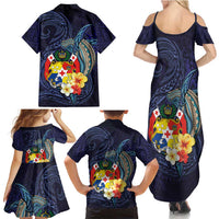 Tonga Vava'u Humpback Whale Blue Water Family Matching Summer Maxi Dress and Hawaiian Shirt Polynesian Hibiscus Flowers LT03 - Polynesian Pride