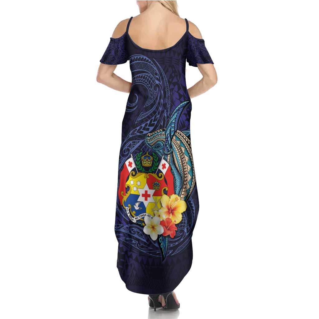 Tonga Vava'u Humpback Whale Blue Water Family Matching Summer Maxi Dress and Hawaiian Shirt Polynesian Hibiscus Flowers LT03 - Polynesian Pride