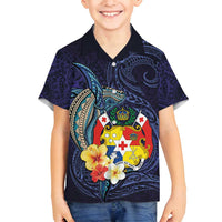 Tonga Vava'u Humpback Whale Blue Water Family Matching Summer Maxi Dress and Hawaiian Shirt Polynesian Hibiscus Flowers LT03 Son's Shirt Blue - Polynesian Pride