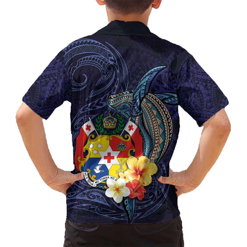 Tonga Vava'u Humpback Whale Blue Water Hawaiian Shirt Polynesian Hibiscus Flowers