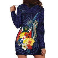 Tonga Vava'u Humpback Whale Blue Water Hoodie Dress Polynesian Hibiscus Flowers LT03 - Polynesian Pride