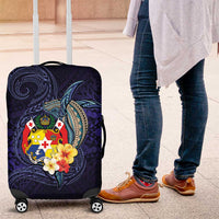 Tonga Vava'u Humpback Whale Blue Water Luggage Cover Polynesian Hibiscus Flowers LT03 Blue - Polynesian Pride