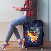 Tonga Vava'u Humpback Whale Blue Water Luggage Cover Polynesian Hibiscus Flowers LT03 - Polynesian Pride