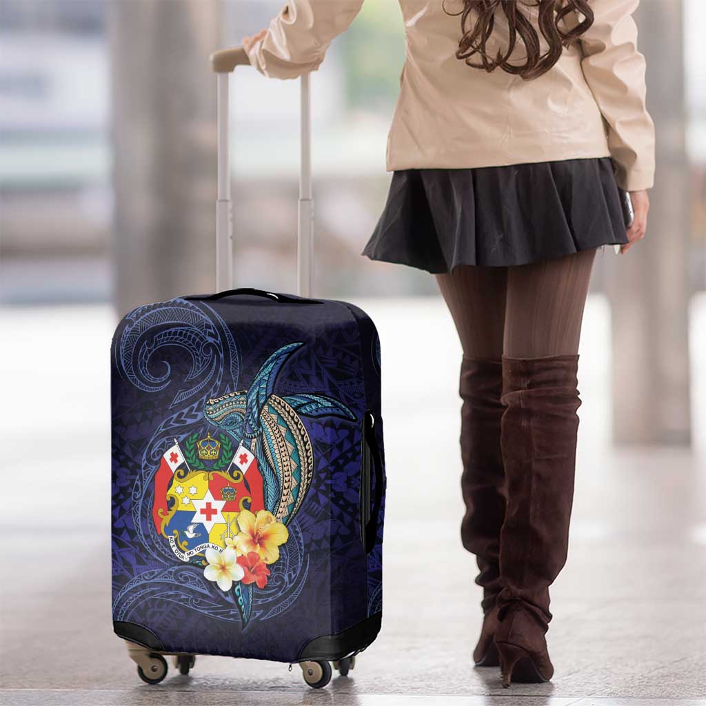 Tonga Vava'u Humpback Whale Blue Water Luggage Cover Polynesian Hibiscus Flowers LT03 - Polynesian Pride