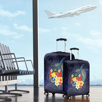 Tonga Vava'u Humpback Whale Blue Water Luggage Cover Polynesian Hibiscus Flowers LT03 - Polynesian Pride