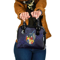 Tonga Vava'u Humpback Whale Blue Water Shoulder Handbag Polynesian Hibiscus Flowers