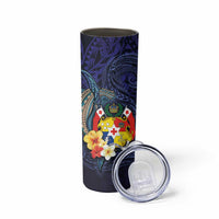 Tonga Vava'u Humpback Whale Blue Water Skinny Tumbler Polynesian Hibiscus Flowers LT03 - Polynesian Pride