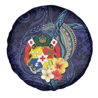 Tonga Vava'u Humpback Whale Blue Water Spare Tire Cover Polynesian Hibiscus Flowers LT03 - Polynesian Pride