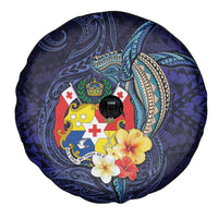 Tonga Vava'u Humpback Whale Blue Water Spare Tire Cover Polynesian Hibiscus Flowers LT03 - Polynesian Pride