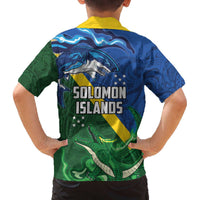 Solomon Islands Polynesian Tribal Shark and Crocodile Family Matching Off Shoulder Short Dress and Hawaiian Shirt LT03 - Polynesian Pride