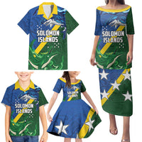 Solomon Islands Polynesian Tribal Shark and Crocodile Family Matching Puletasi and Hawaiian Shirt LT03 - Polynesian Pride