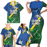 Solomon Islands Polynesian Tribal Shark and Crocodile Family Matching Short Sleeve Bodycon Dress and Hawaiian Shirt LT03 - Polynesian Pride