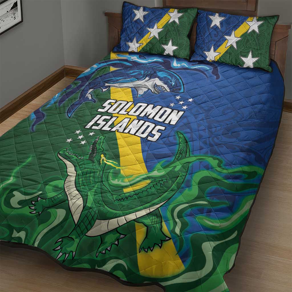 Solomon Islands Polynesian Tribal Shark and Crocodile Quilt Bed Set LT03 - Polynesian Pride