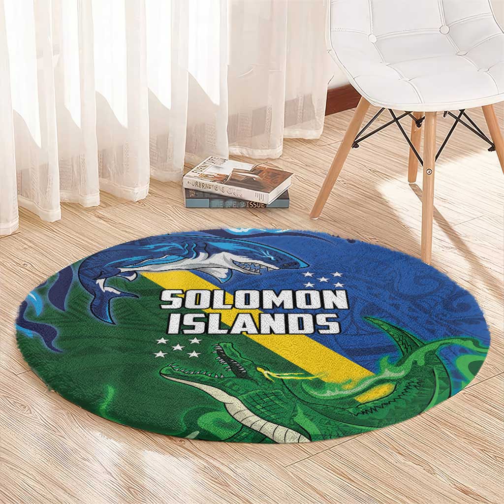 Solomon Islands Polynesian Tribal Shark and Crocodile Round Carpet LT03 - Polynesian Pride