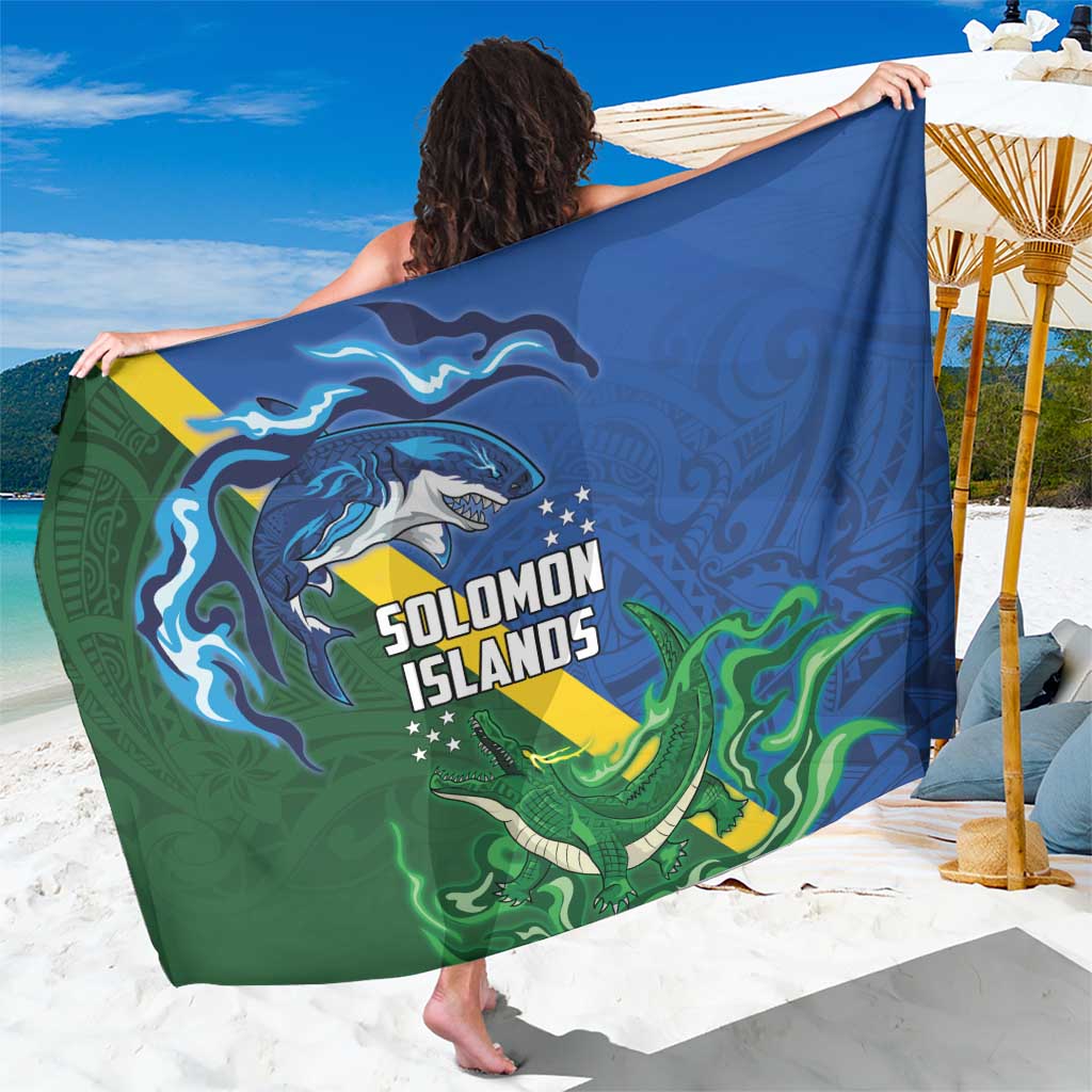 Solomon Islands Polynesian Tribal Shark and Crocodile Sarong LT03 One Size 44 x 66 inches Blue - Polynesian Pride