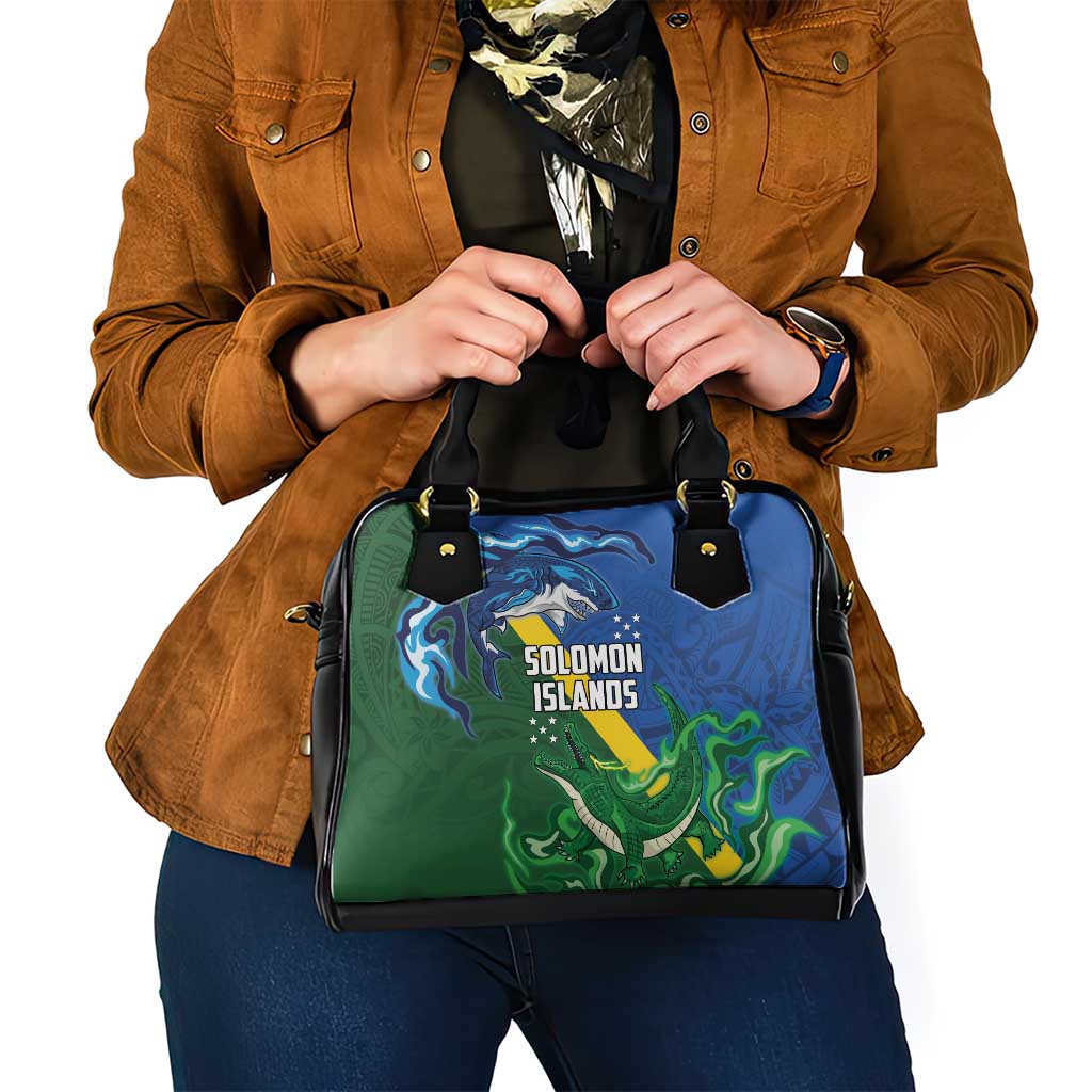Solomon Islands Polynesian Tribal Shark and Crocodile Shoulder Handbag