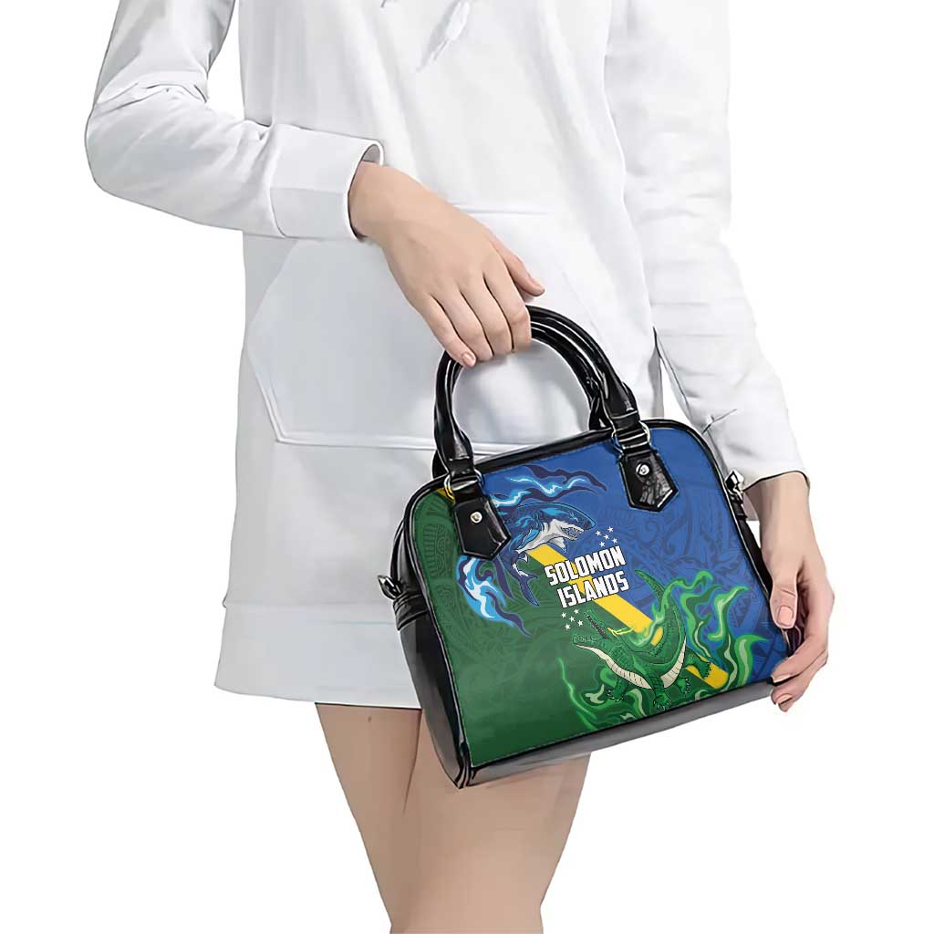 Solomon Islands Polynesian Tribal Shark and Crocodile Shoulder Handbag