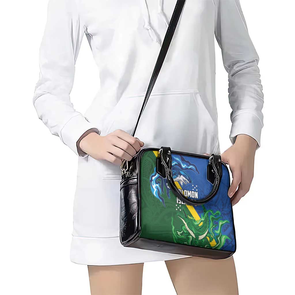 Solomon Islands Polynesian Tribal Shark and Crocodile Shoulder Handbag