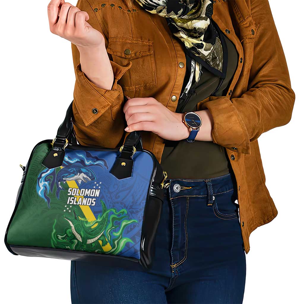 Solomon Islands Polynesian Tribal Shark and Crocodile Shoulder Handbag