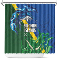 Solomon Islands Polynesian Tribal Shark and Crocodile Shower Curtain LT03 Blue - Polynesian Pride