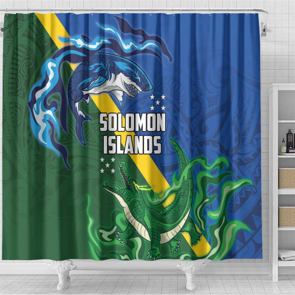 Solomon Islands Polynesian Tribal Shark and Crocodile Shower Curtain LT03 - Polynesian Pride