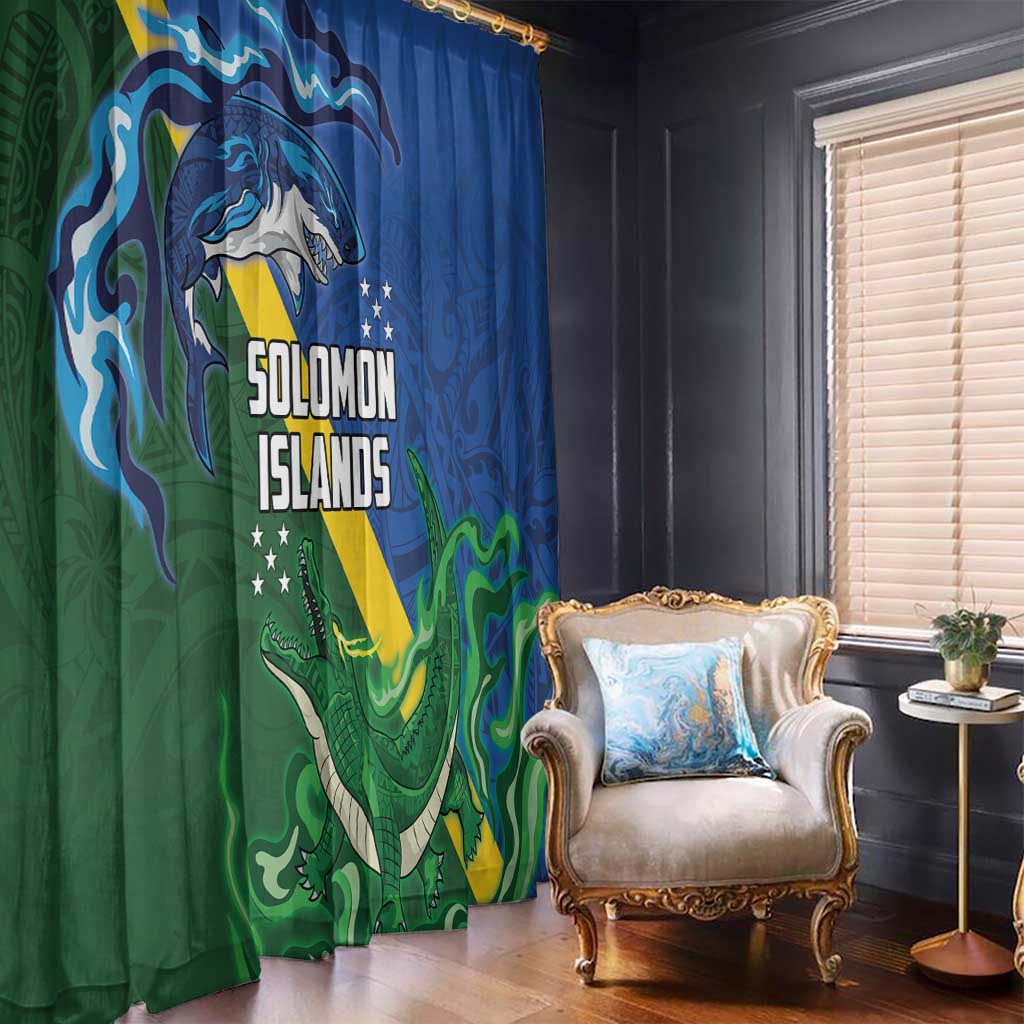 Solomon Islands Polynesian Tribal Shark and Crocodile Window Curtain LT03 - Polynesian Pride