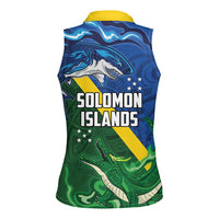 Solomon Islands Polynesian Tribal Shark and Crocodile Women Sleeveless Polo Shirt LT03 - Polynesian Pride